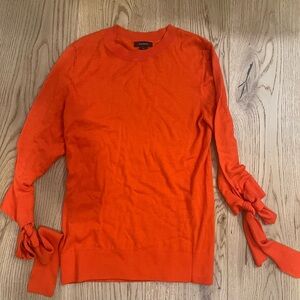 Classic Halogen 3/4 bow sleeve sweater in red/orange